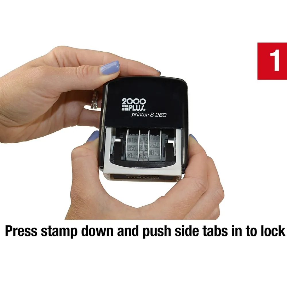 Stamps & Stamp Pads|2000 Plus 4-in-1 Date Stamp, Scanned, Completed, Entered, Emailed, Blue and Red Ink (011098)