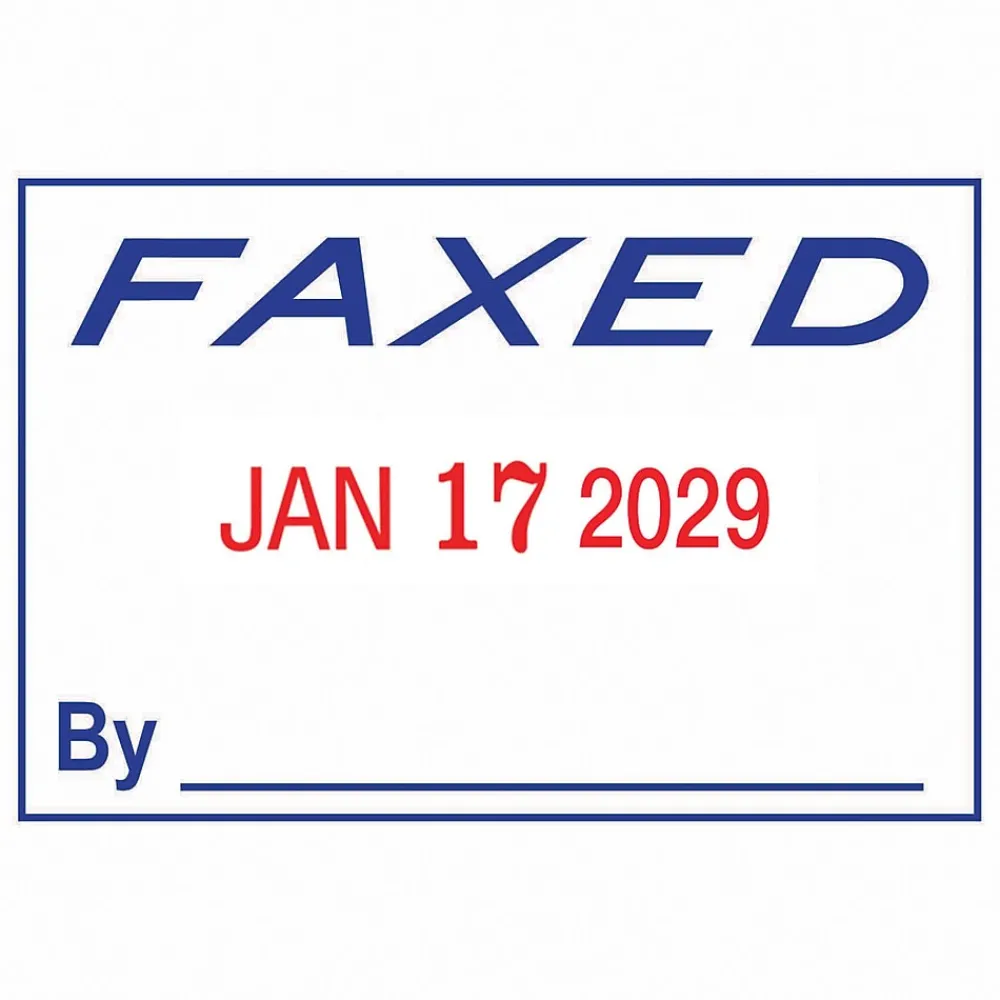 Stamps & Stamp Pads|2000 Plus Self-Inking Dater and Message Stamp, FAXED, Blue and Red Inks (011032)
