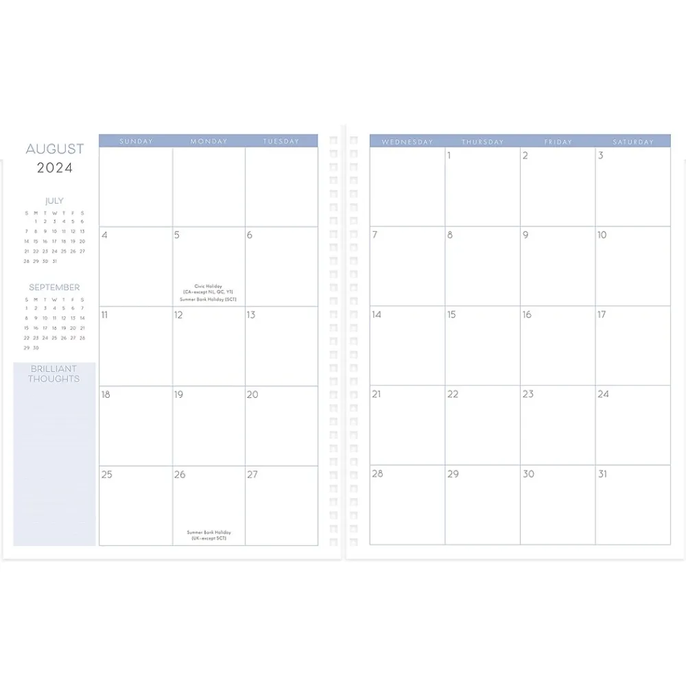 Academic Planners|Punch Studio 2024-2025 9.5" x 11.5" Academic Monthly Planner, Paper Cover, Blue Multicolor (79142)