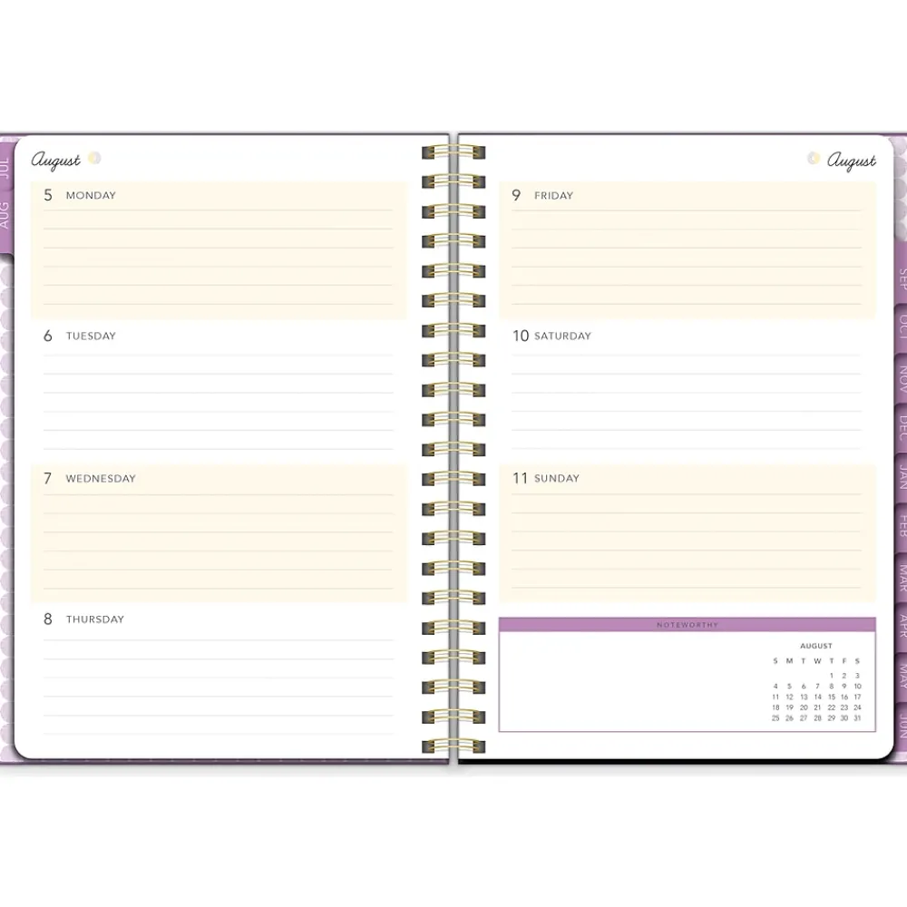Academic Planners|Southworth 2024-2025 Plum Geo 7" x 9.25" Academic Year Weekly & Monthly Planner, Hardsided Cover, Purple/White (91489)