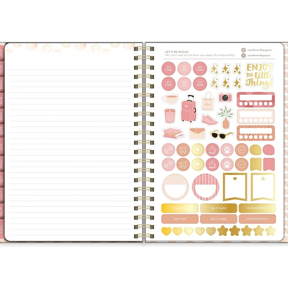 2025 Planners|Southworth 2025 Watercolor Sunset 7" x 9.25" Weekly & Monthly Planner, Hardcover, Multicolor (91087)