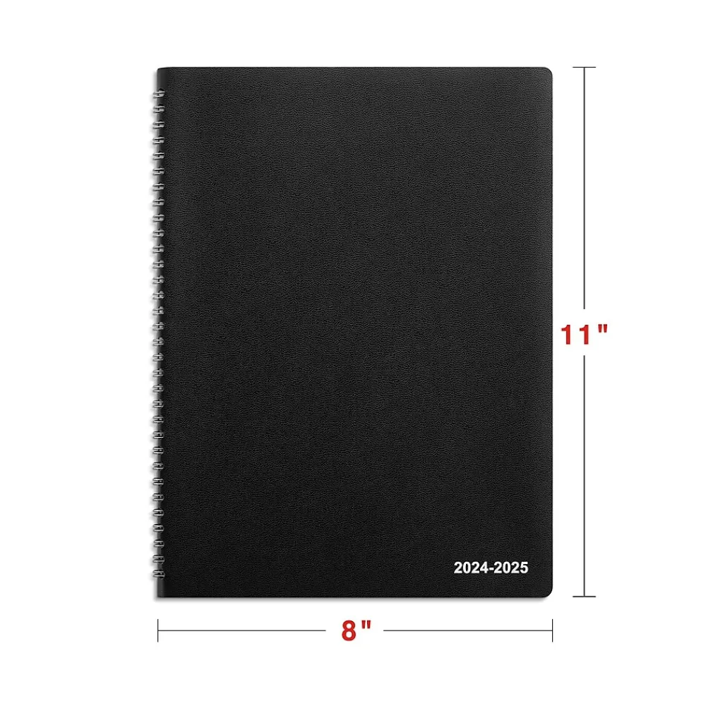 Academic Planners|Staples 2024-2025 8" x 11" Academic Monthly Planner, Faux Leather Cover, Black (ST23571-23)