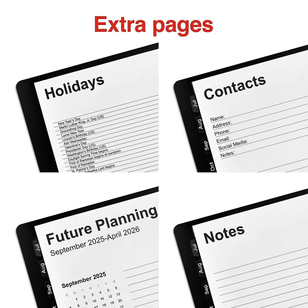 Academic Planners|Staples 2024-2025 8" x 11" Academic Monthly Planner, Faux Leather Cover, Black (ST23571-23)