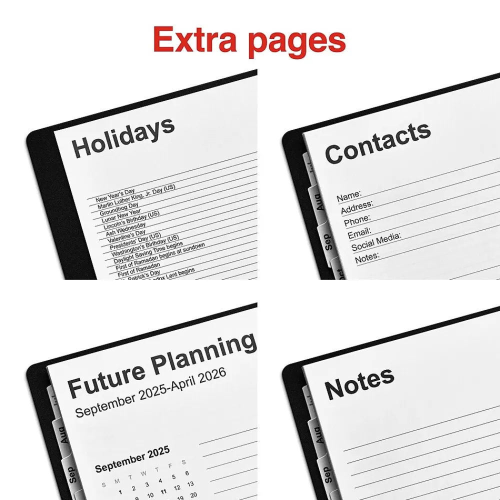 Academic Planners|Staples 2024-2025 8" x 11" Academic Weekly & Monthly Appointment Book, Plastic Cover, Black (ST25499-23)
