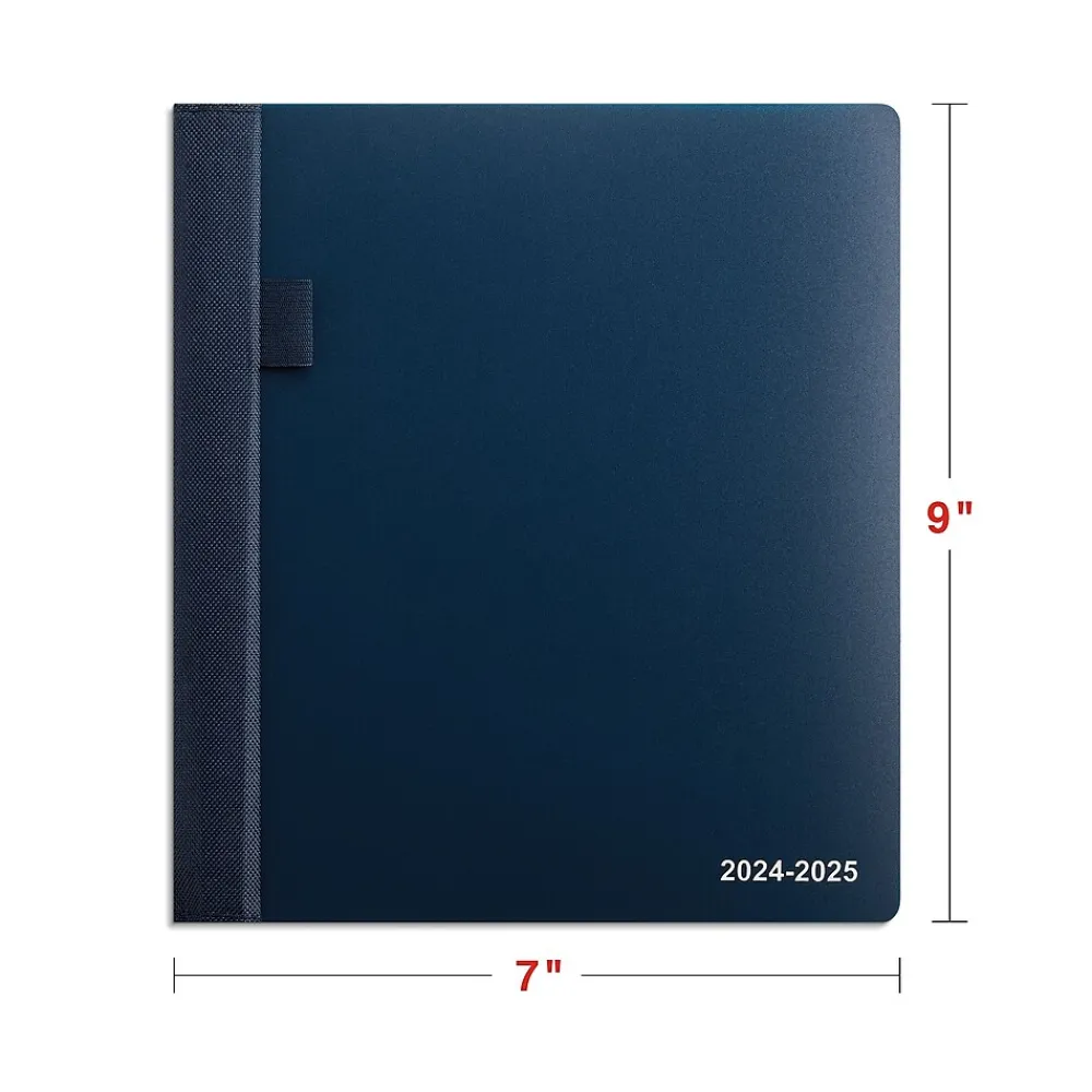 Academic Planners|Staples 2024-2025 7" x 9" Academic Weekly & Monthly Appointment Book, Plastic Cover, Navy (ST60360-23)