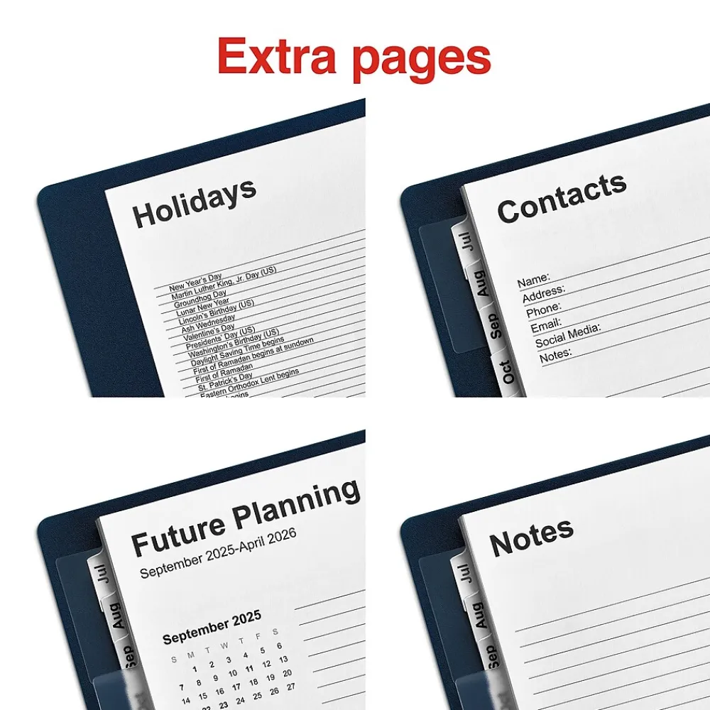 Academic Planners|Staples 2024-2025 7" x 9" Academic Weekly & Monthly Appointment Book, Plastic Cover, Navy (ST60360-23)