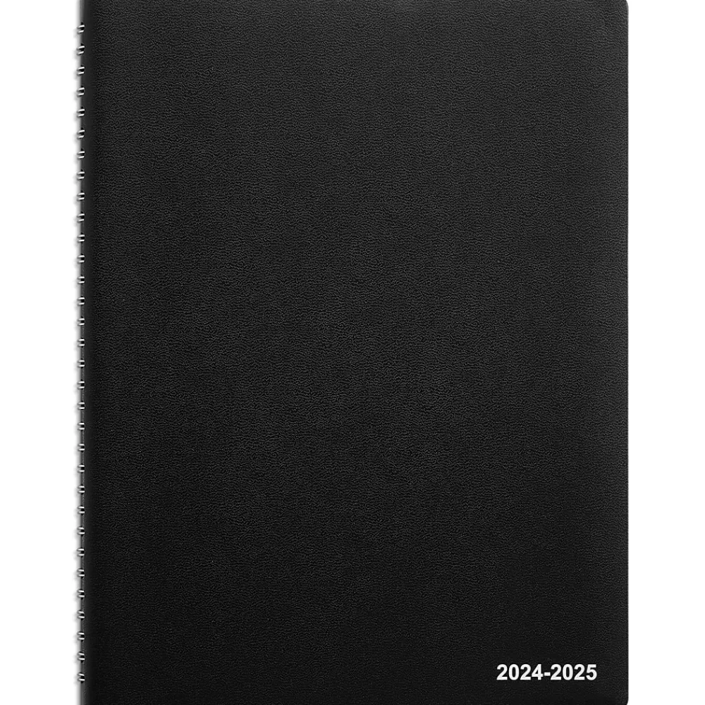 Academic Planners|Staples 2024-2025 8" x 11" Academic Weekly & Monthly Planner, Faux Leather Cover, Black (ST23572-23)