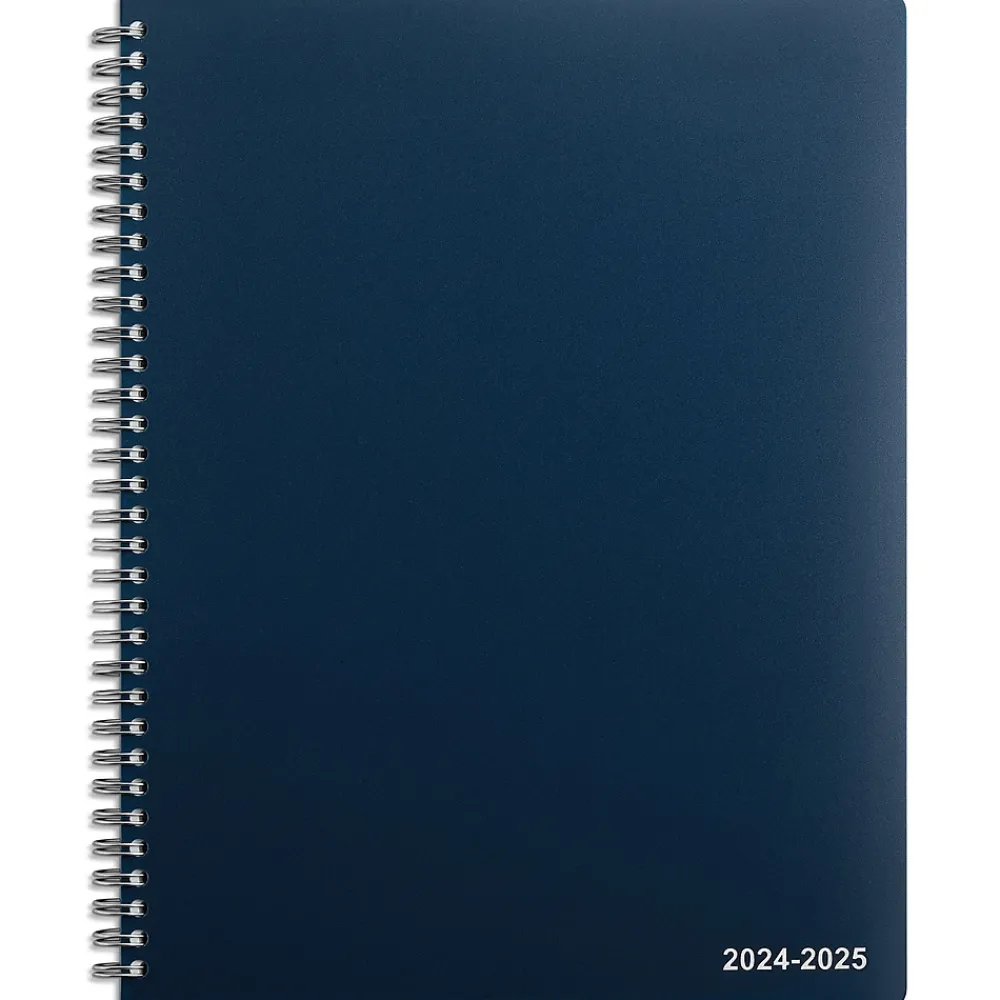 Academic Planners|Staples 2024-2025 8" x 11" Academic Weekly & Monthly Appointment Book, Plastic Cover, Navy (ST60358-23)