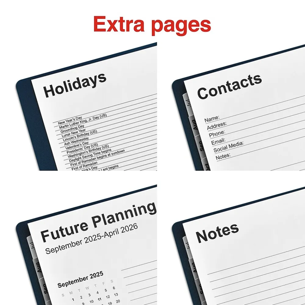 Academic Planners|Staples 2024-2025 8" x 11" Academic Weekly & Monthly Appointment Book, Plastic Cover, Navy (ST60358-23)