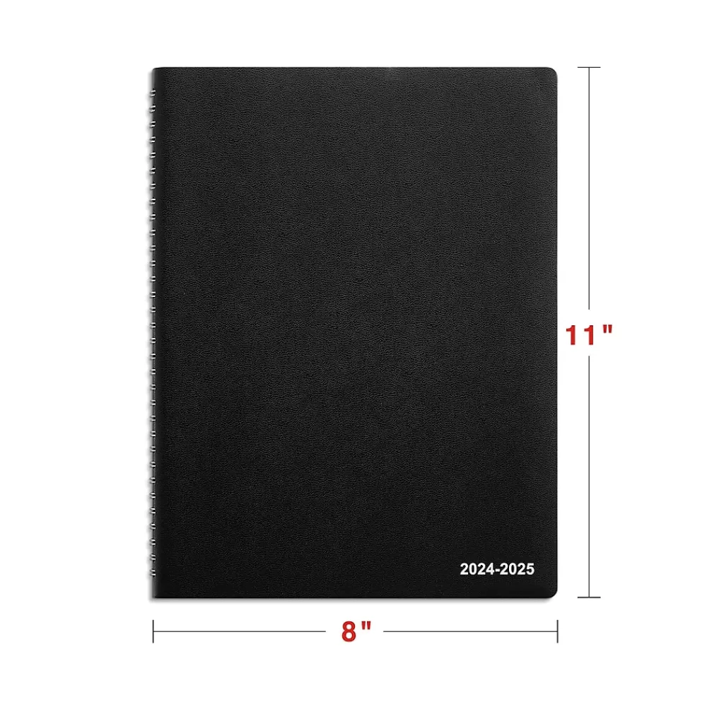 2025 Planners|Staples 2024-2025 8" x 11" Academic Weekly & Monthly Appointment Book, Faux Leather Cover, Black (ST60363-23)