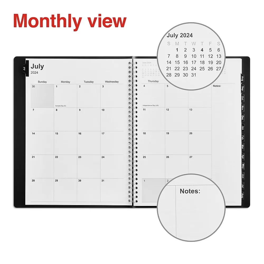 2025 Planners|Staples 2024-2025 8" x 11" Academic Weekly & Monthly Appointment Book, Faux Leather Cover, Black (ST60363-23)