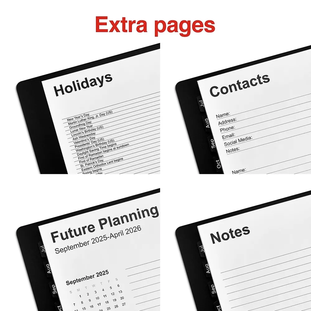 2025 Planners|Staples 2024-2025 8" x 11" Academic Weekly & Monthly Appointment Book, Faux Leather Cover, Black (ST60363-23)