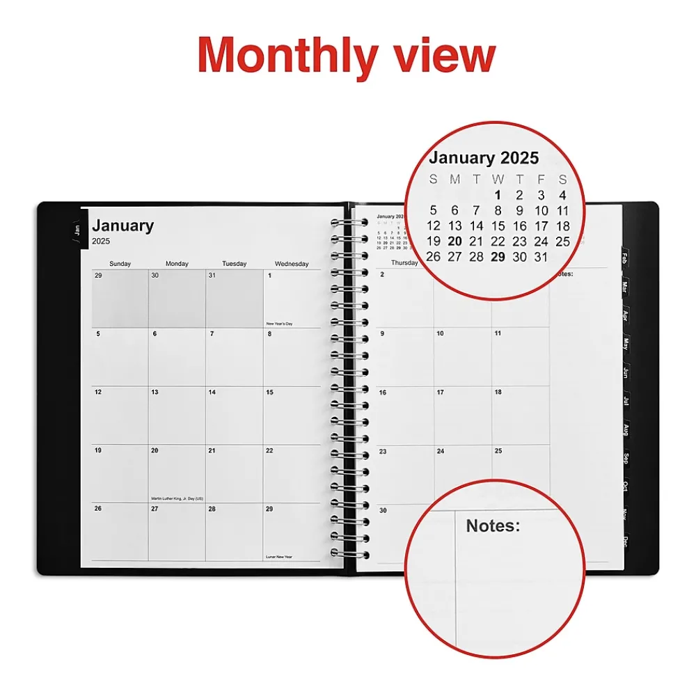 2025 Planners|Staples 2025 8" x 11" Daily Appointment Book, Black (ST58453-25)