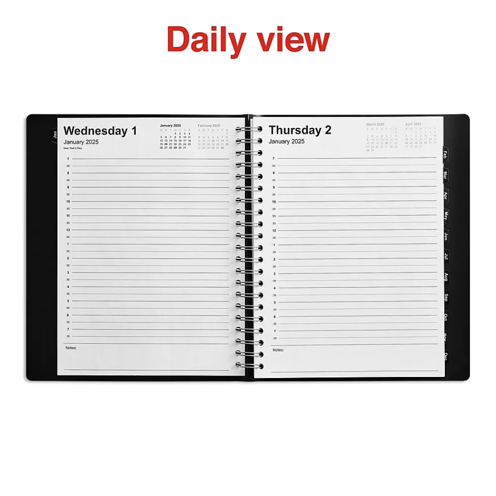 2025 Planners|Staples 2025 8" x 11" Daily Appointment Book, Black (ST58453-25)