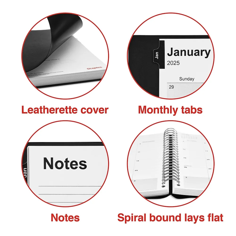 2025 Planners|Staples 2025 8" x 11" Daily Appointment Book, Black (ST58453-25)