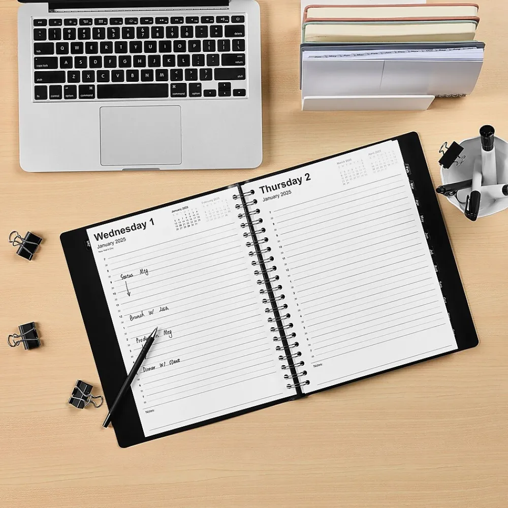 2025 Planners|Staples 2025 8" x 11" Daily Appointment Book, Black (ST58453-25)