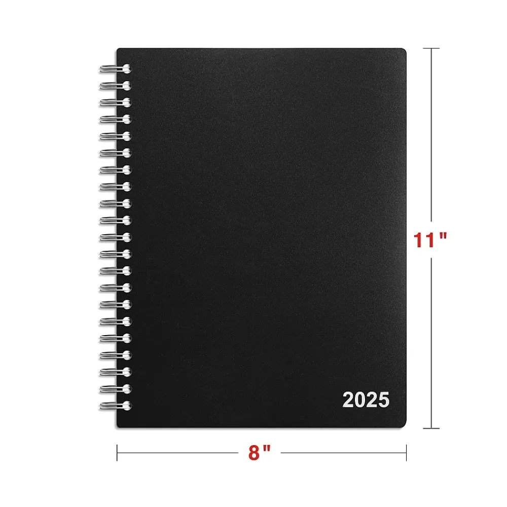2025 Planners|Staples 2025 8" x 11" Daily Appointment Book, Black (ST21487-25)