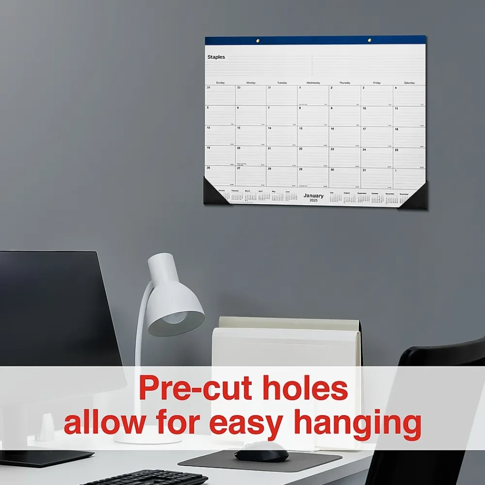 2025 Calendars|Staples 2025 22" x 17" Desk Pad Calendar, (ST59700-25) Navy