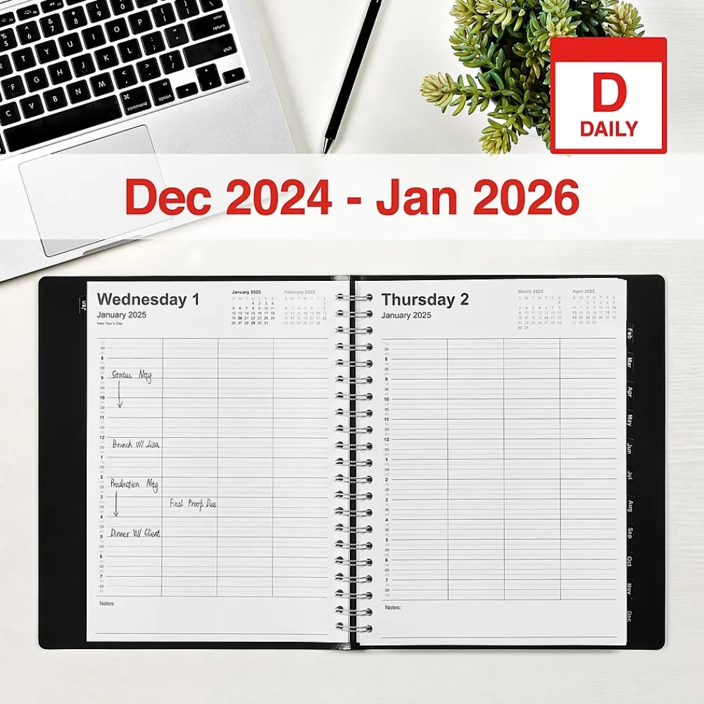 2025 Planners|Staples 2025 8" x 11" Four-Person Daily Appointment Book, Black (ST58479-25)