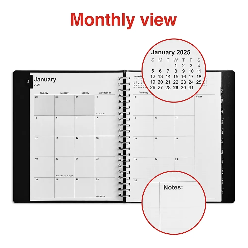2025 Planners|Staples 2025 8" x 11" Four-Person Daily Appointment Book, Black (ST58479-25)