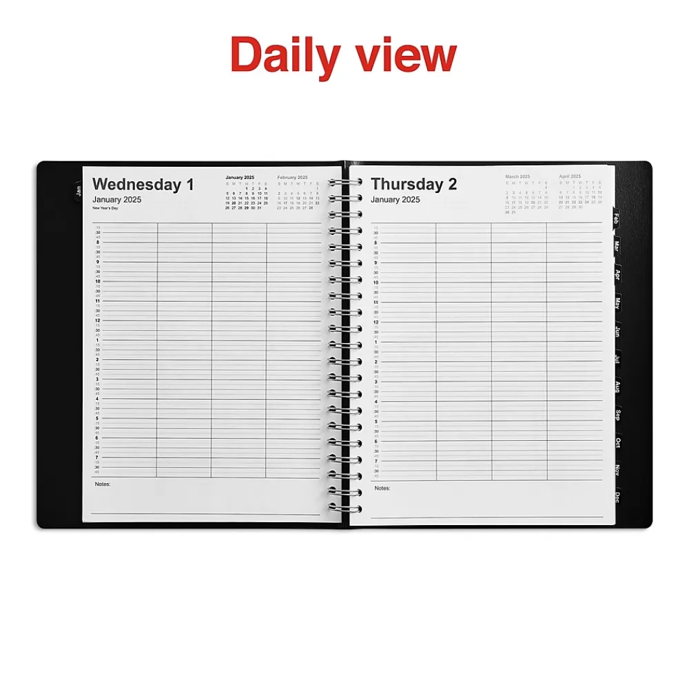2025 Planners|Staples 2025 8" x 11" Four-Person Daily Appointment Book, Black (ST58479-25)