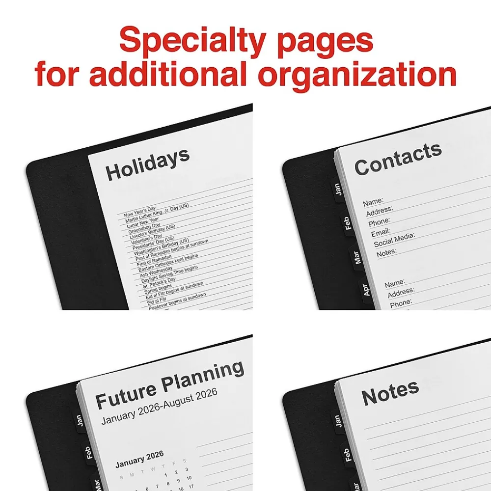 2025 Planners|Staples 2025 8" x 11" Four-Person Daily Appointment Book, Black (ST58479-25)