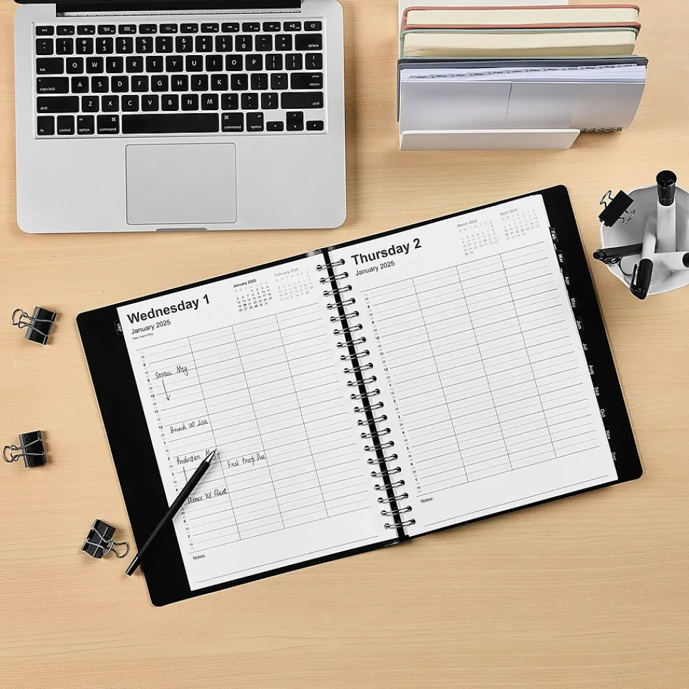 2025 Planners|Staples 2025 8" x 11" Four-Person Daily Appointment Book, Black (ST58479-25)