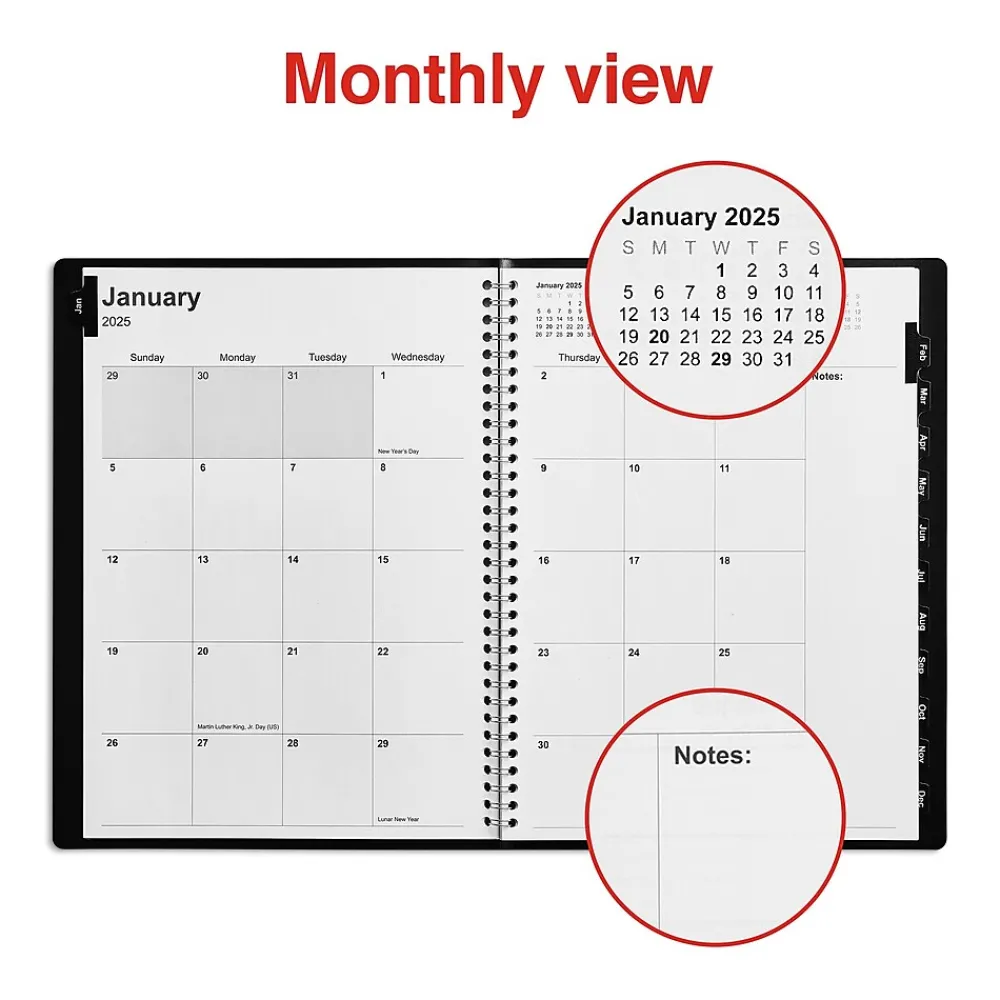 2025 Planners|Staples 2025 8" x 11" Monthly Planner, (TR52184-25) Black