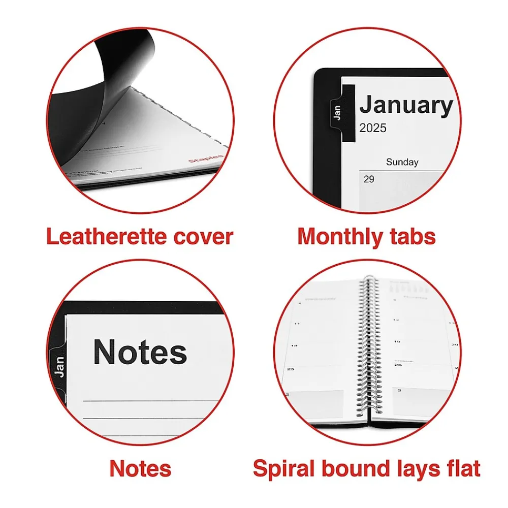 2025 Planners|Staples 2025 8" x 11" Monthly Planner, (TR52184-25) Black