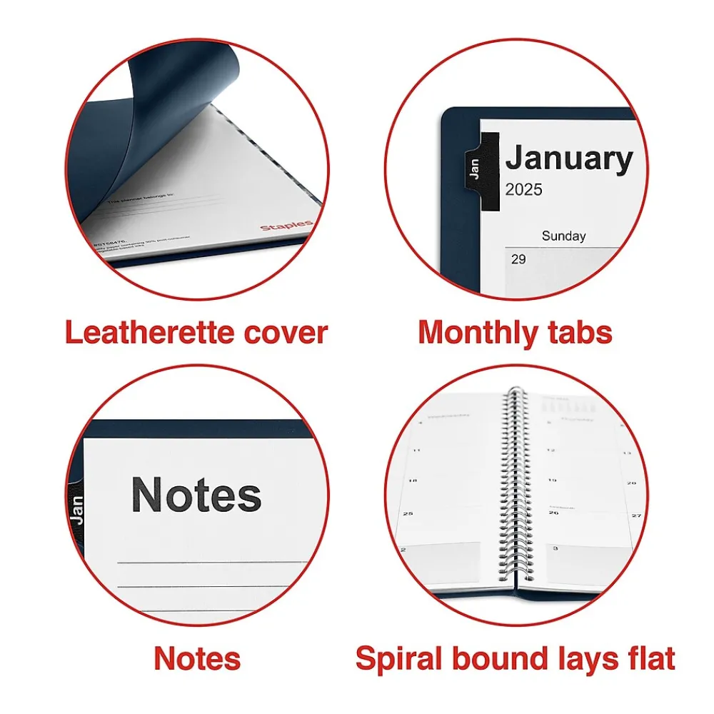 2025 Planners|Staples 2025 8" x 11" Monthly Planner, (ST58476-25) Navy