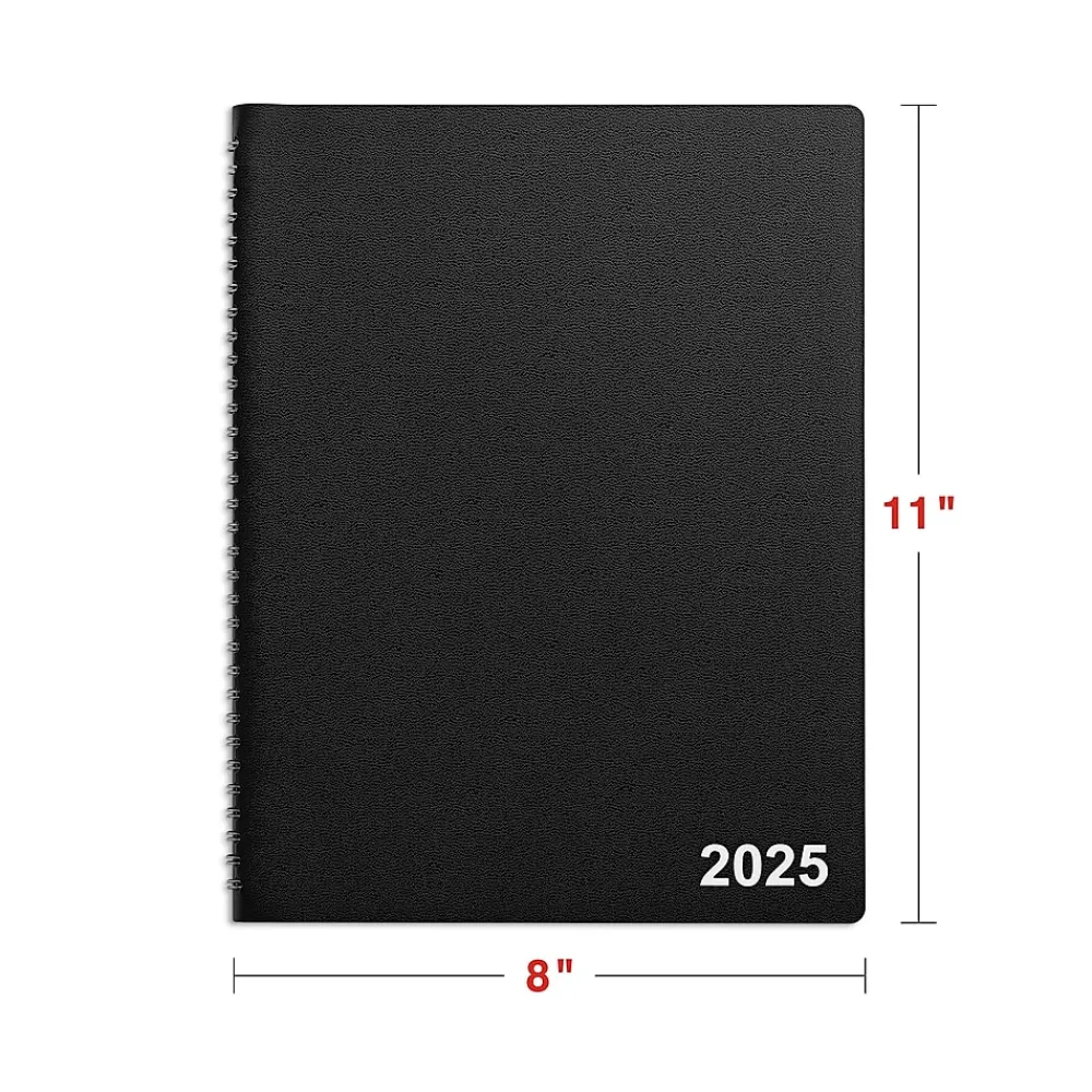 2025 Planners|Staples 2025 8" x 11" Weekly & Monthly Appointment Book, Faux Leather Cover, (TR21494-25) Black