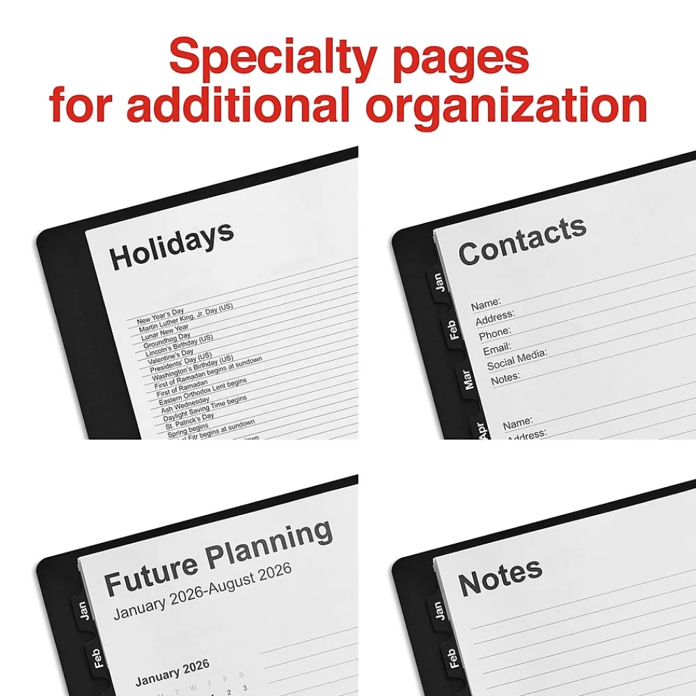 2025 Planners|Staples 2025 8" x 11" Weekly & Monthly Appointment Book, Faux Leather Cover, (TR21494-25) Black