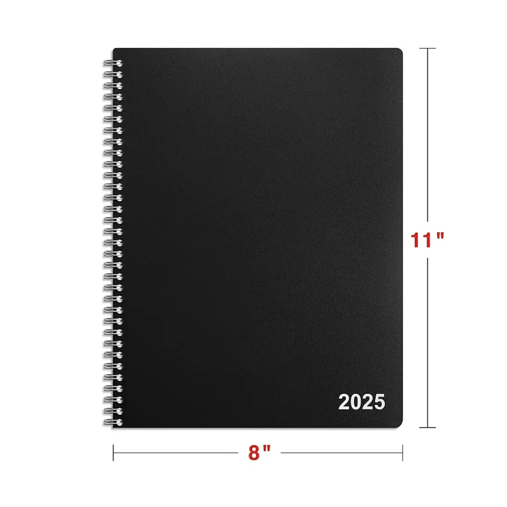 2025 Planners|Staples 2025 8" x 11" Weekly & Monthly Appointment Book, Plastic Cover, Black (ST21488-25)