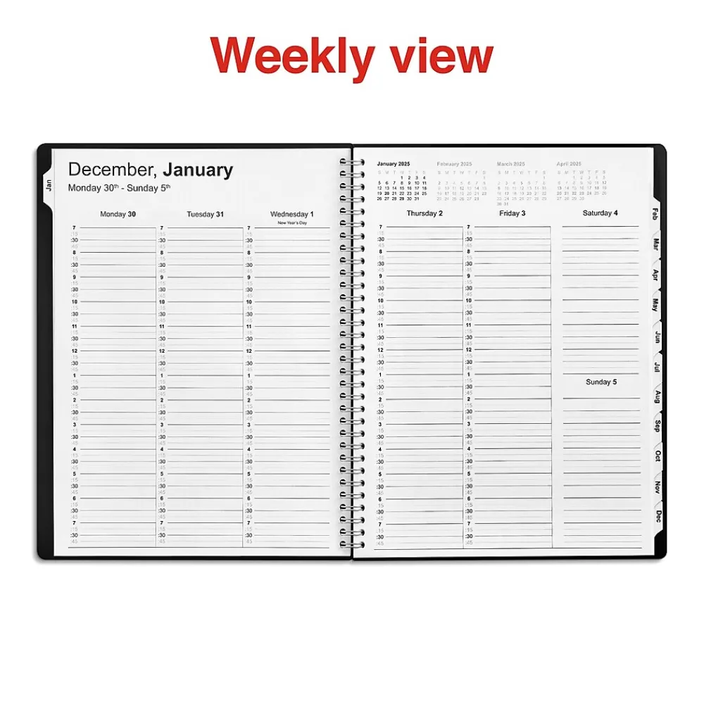 2025 Planners|Staples 2025 8" x 11" Weekly & Monthly Appointment Book, Plastic Cover, Black (ST21488-25)