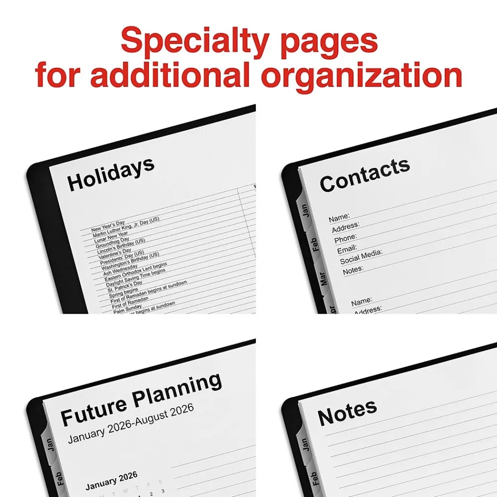 2025 Planners|Staples 2025 8" x 11" Weekly & Monthly Appointment Book, Plastic Cover, Black (ST21488-25)