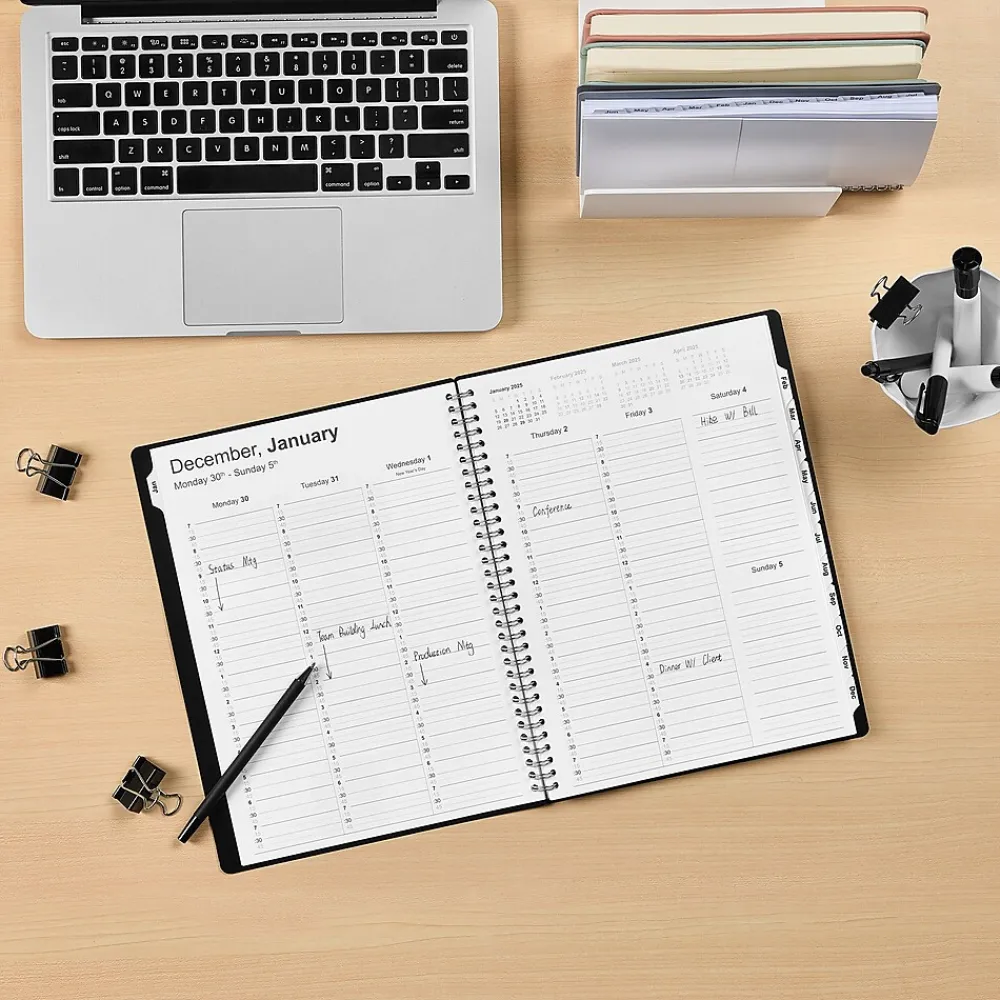 2025 Planners|Staples 2025 8" x 11" Weekly & Monthly Appointment Book, Plastic Cover, Black (ST21488-25)