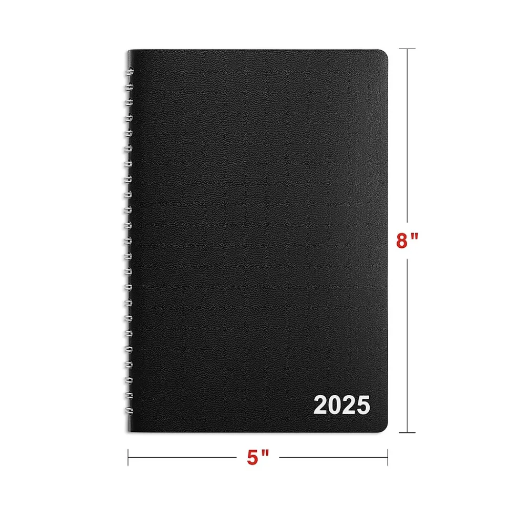 2025 Planners|Staples 2025 5" x 8" Weekly & Monthly Appointment Book, Black (ST58454-25)