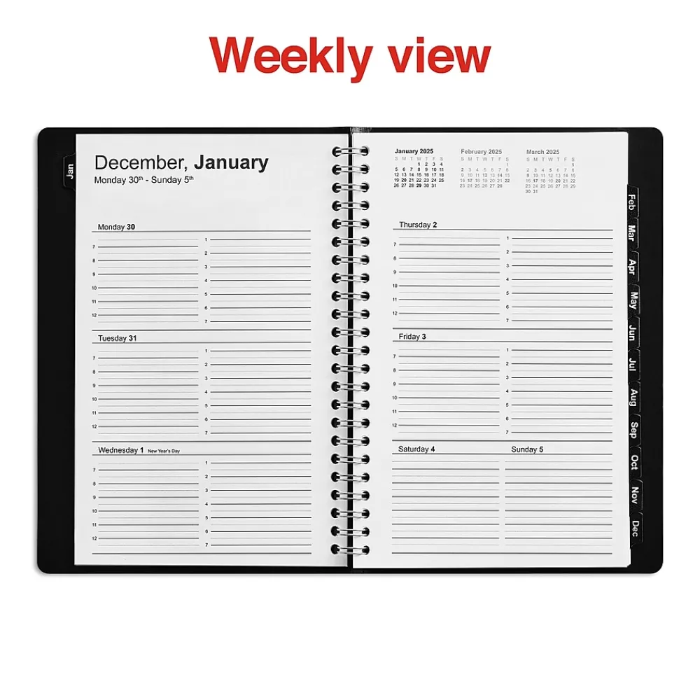 2025 Planners|Staples 2025 5" x 8" Weekly & Monthly Appointment Book, Black (ST58454-25)
