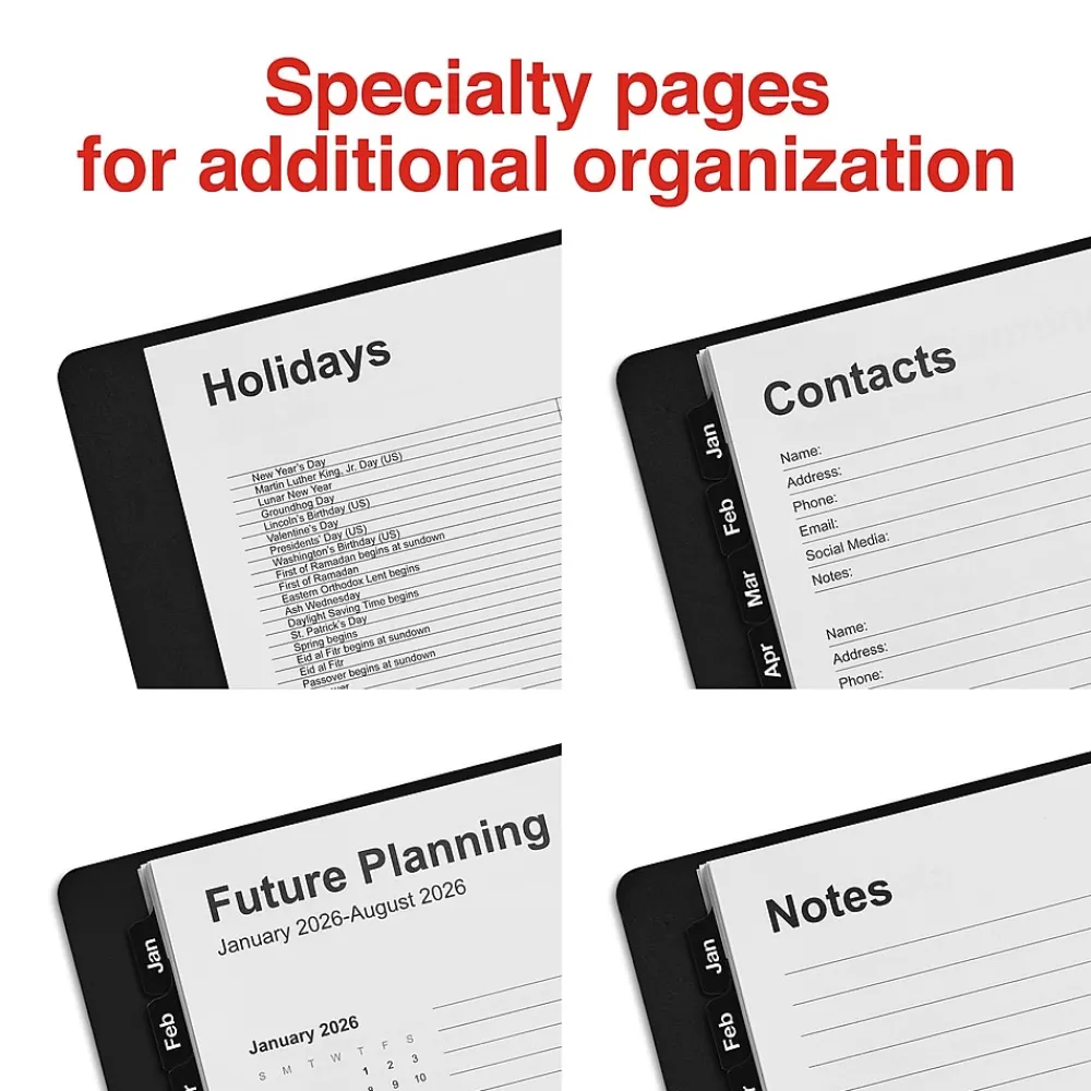 2025 Planners|Staples 2025 5" x 8" Weekly & Monthly Appointment Book, Black (ST58454-25)