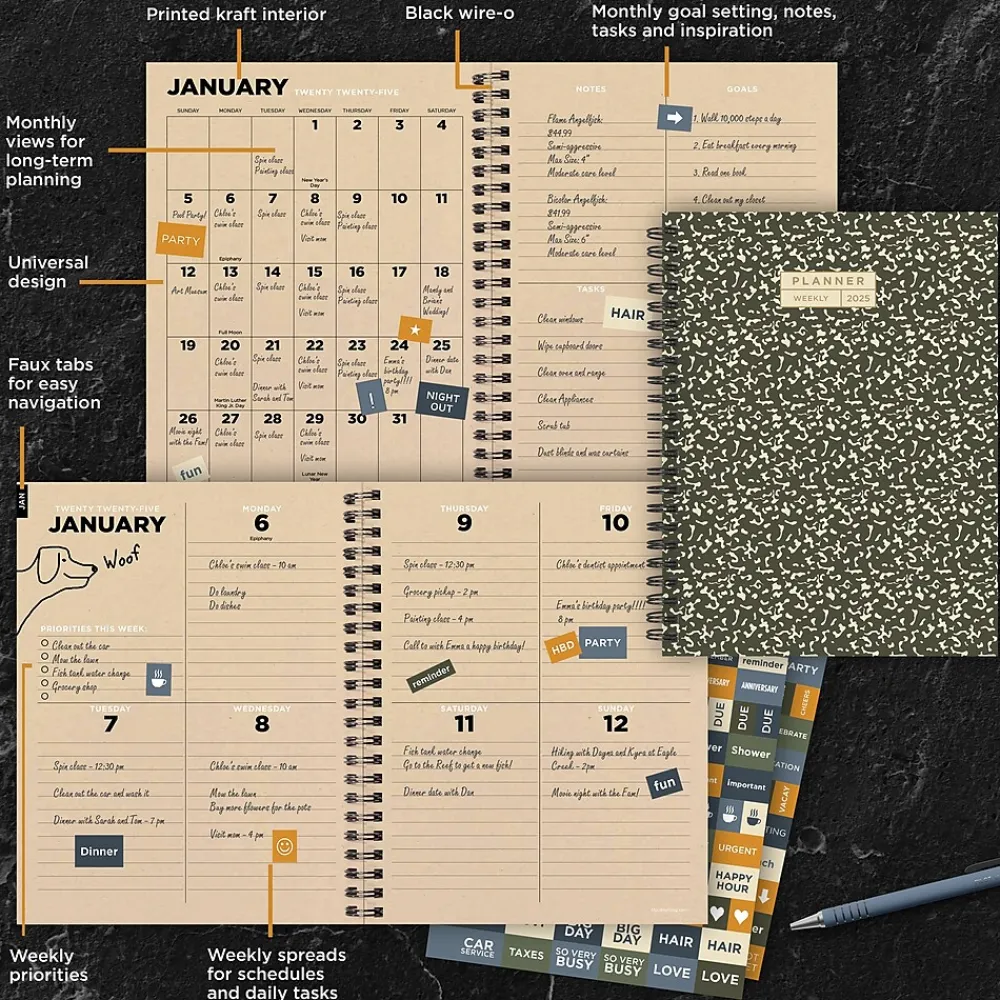 2025 Planners|TF Publishing 2025 6.5" x 8" Classic Composition Medium Weekly Monthly Planner 25-9202