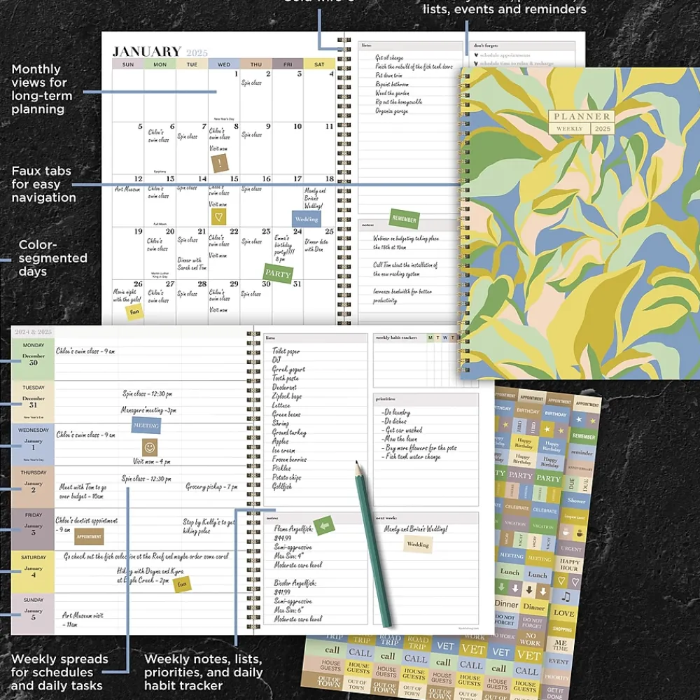 2025 Planners|TF Publishing 2025 9" x 11" Daphne Print Large Weekly Monthly Planner 25-9706