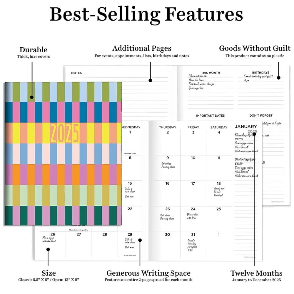 2025 Planners|TF Publishing 2025 6.5" x 8" Monthly Planner, Paperboard Cover, Color Stacks (25-4204)