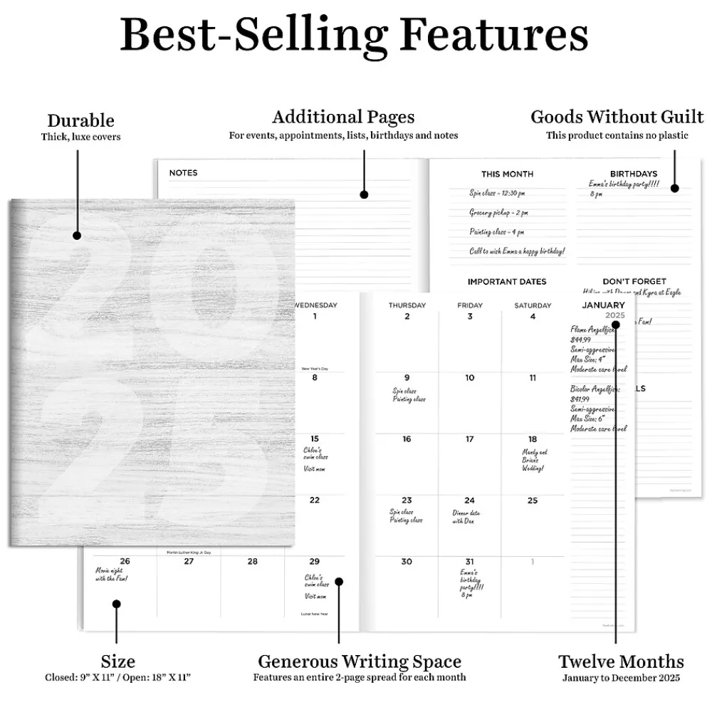 2025 Planners|TF Publishing 2025 9" x 11" Monthly Planner, Paperboard Cover, Driftwood (25-4704)