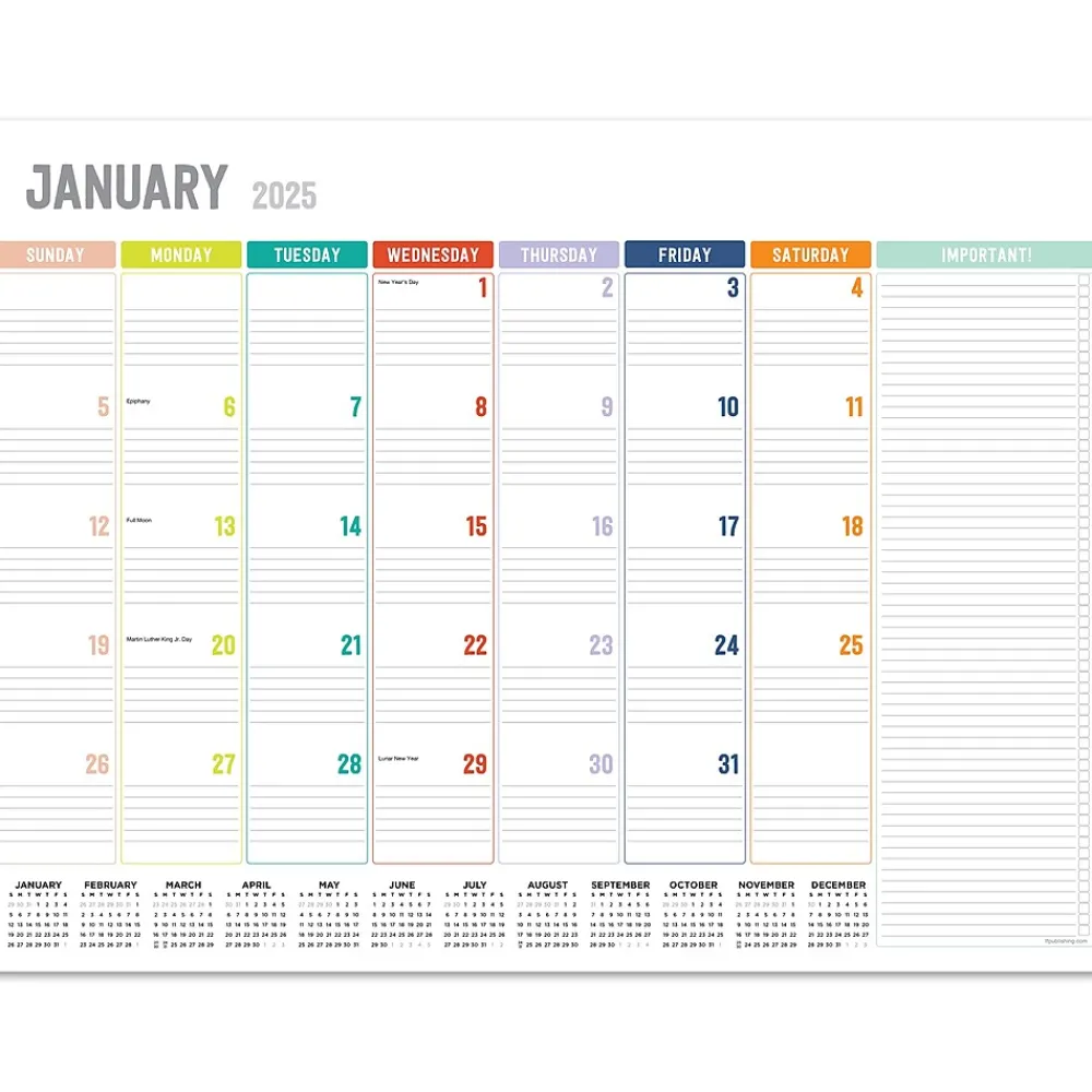 2025 Calendars|TF Publishing 2025 17" x 22" Rainbow Blocks Desk Pad Monthly Blotter Calendar (25-8206X)