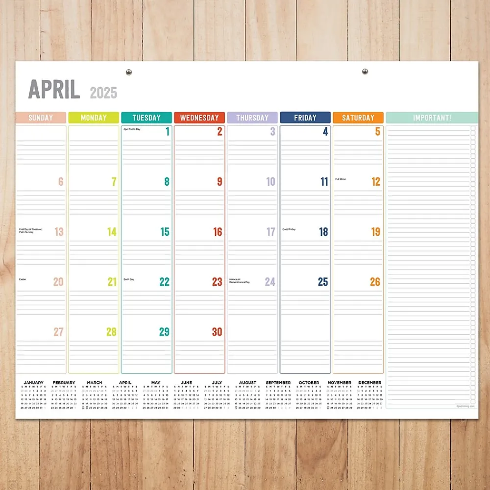 2025 Calendars|TF Publishing 2025 17" x 22" Rainbow Blocks Desk Pad Monthly Blotter Calendar (25-8206X)