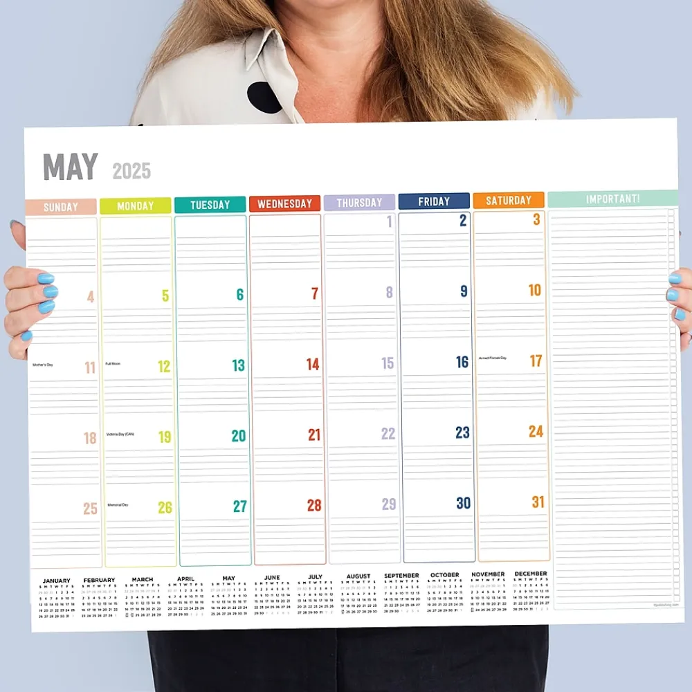 2025 Calendars|TF Publishing 2025 17" x 22" Rainbow Blocks Desk Pad Monthly Blotter Calendar (25-8206X)