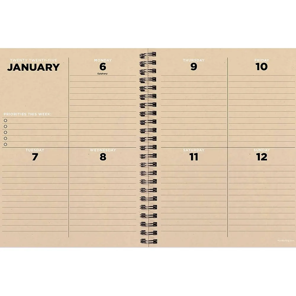 2025 Planners|TF Publishing 2025 6.5" x 8" Weekly & Monthly Planner, Paperboard Cover, Black/Beige (25-9202)