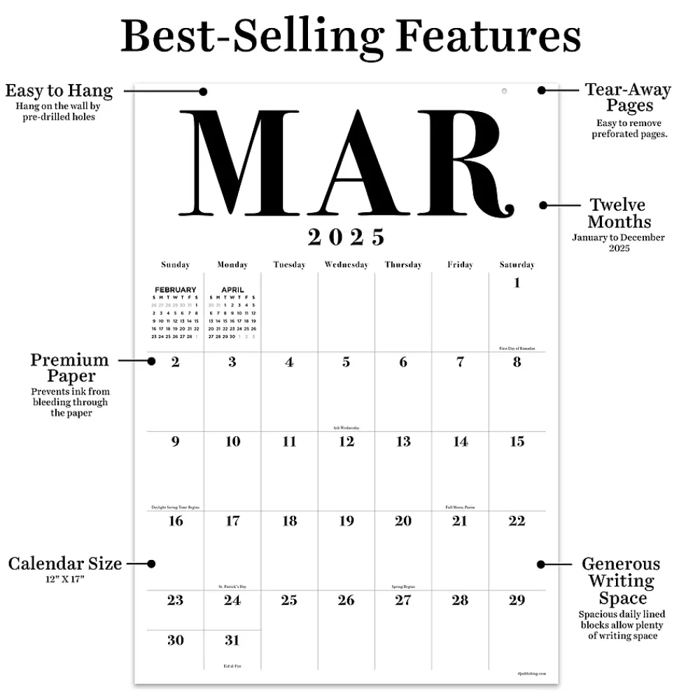 2025 Calendars|TF Publishing 2025 Art Poster 17" x 12" Monthly Wall Calendar (25-8512)