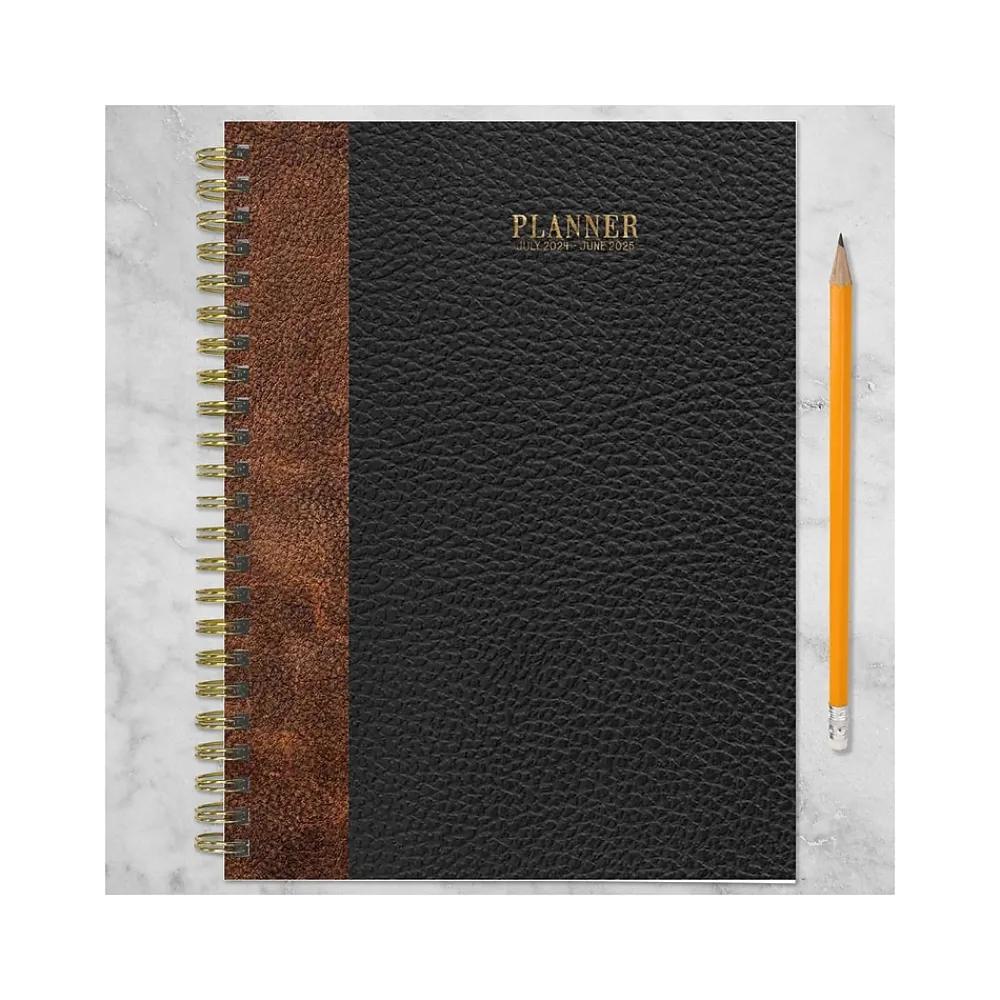 Academic Planners|TF Publishing 2024-2025 Bibliophile Series Bound Black 6" x 8" Academic Weekly & Monthly Planner, Paperboard Cover