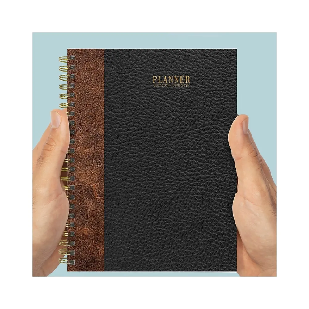 Academic Planners|TF Publishing 2024-2025 Bibliophile Series Bound Black 6" x 8" Academic Weekly & Monthly Planner, Paperboard Cover